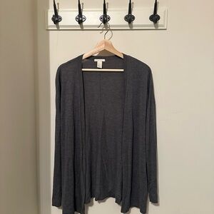 H&M Basics Charcoal Open Front Cardigan